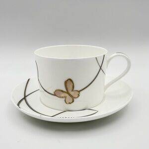 WATERFORD Lismore Butterfly Coffee Cup And Saucer Fine Bone China